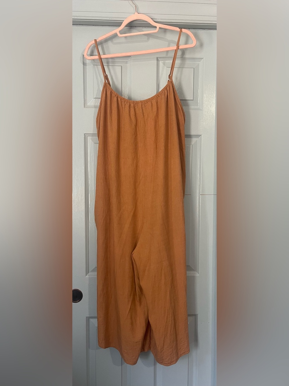 eesome Rust-Colored Lightweight Linen Jumpsuit